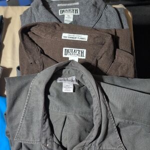 Duluth Trading Co Gray and Brown Casual Button Down Shirts